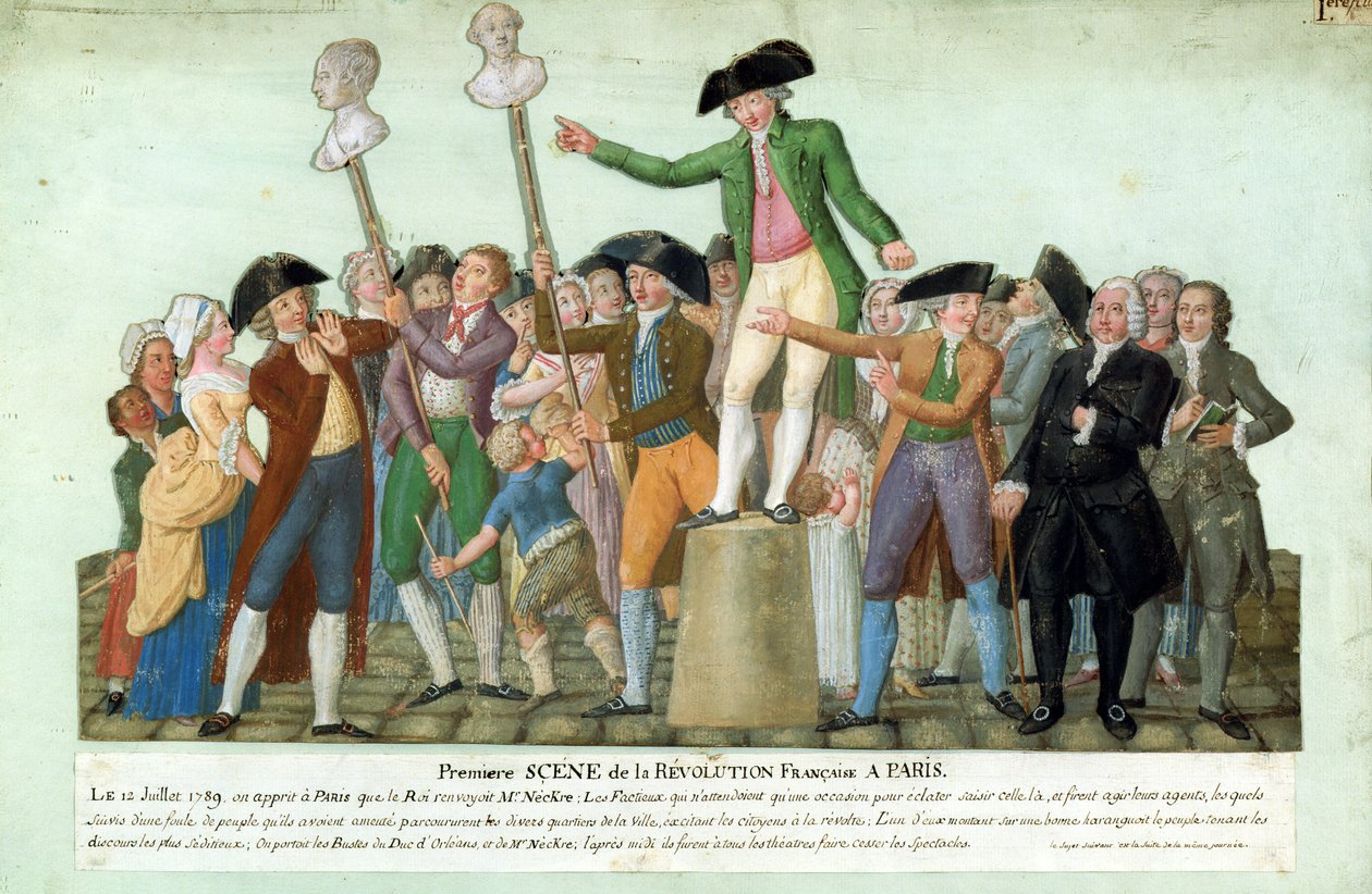 フランス革命の始まり、1789年7月12日、パリ（カードにガッシュ）